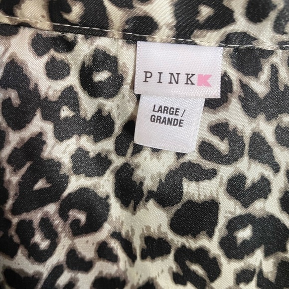 Pink K satin leopard print pajama set size L - Picture 3 of 9